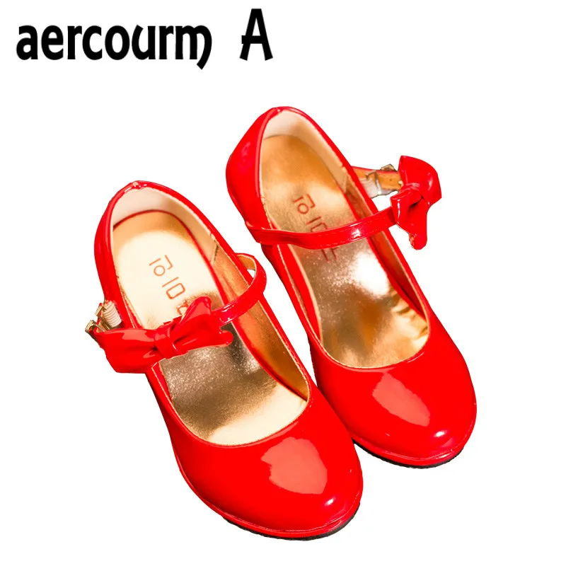 обувь кожаная лаковые туфли красные для девочек Aercourm a/Обувь лакированные
