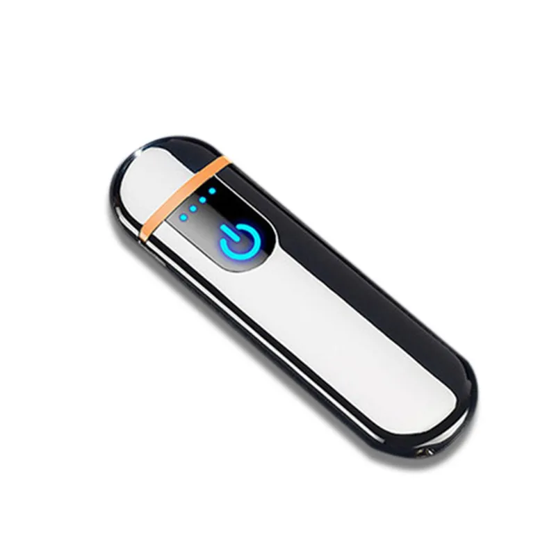 Серебристый Отпечаток пальца Sensitive мини зажигалка Прикуриватель USB зажигалки ветрозащитная беспламенная перезаряжаемая Электронная зажигалка для курения - Цвет: Серебристый