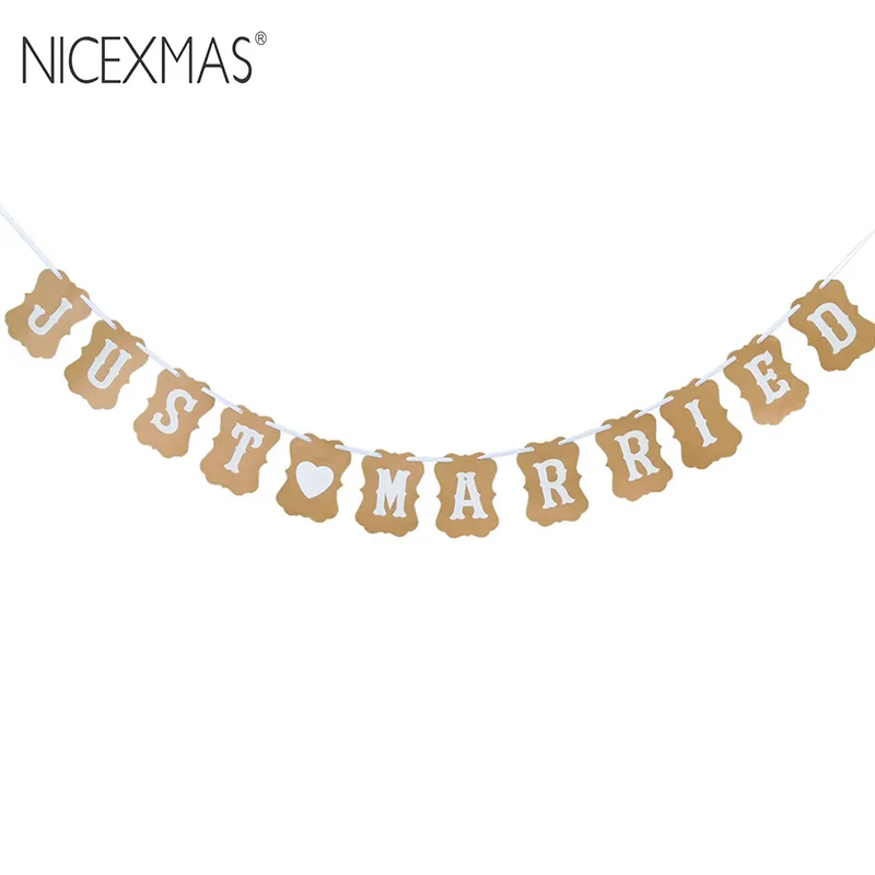 NICEXMAS только что замужняя гирлянда баннер прополка декоративная висячая бандаж
