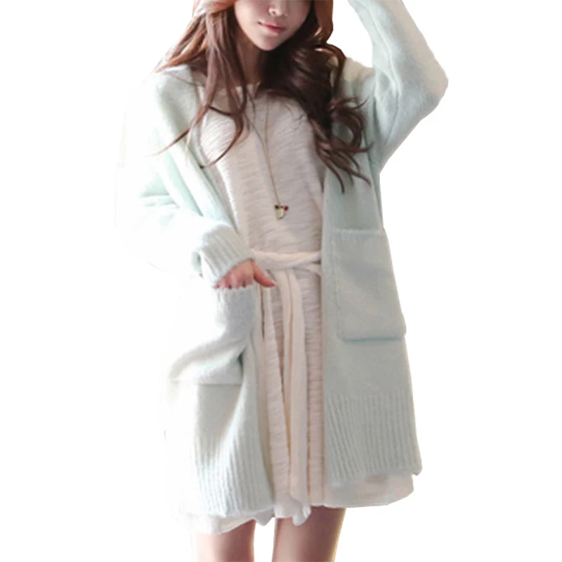 Женский свитер свободного покроя вязаный плотный Кардиган большого размера в