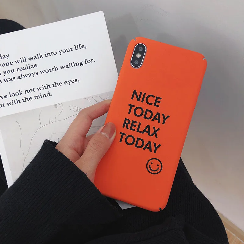 Words dream happy nice relax covers for iphone x case 8plus 6 6s 7 xr xs All inclusive color hard Frosted estuche escolar estojo |