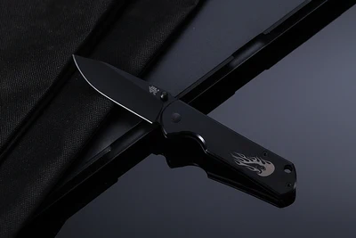 Black Sanrenmu 7010 Карманный EDC Складной нож для выживания с зажимом для ремня для путешествий, кемпинга и пеших прогулок - Цвет: Black