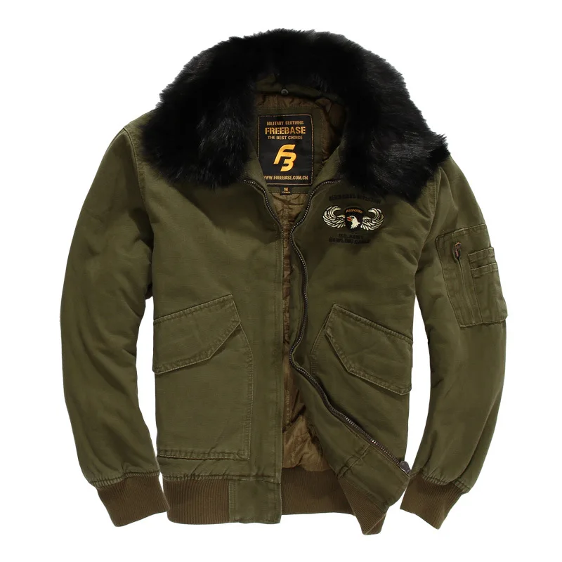 S.ARCHON US Air Force Pilot Military Jacket For Men Winter Warm Flight Tactical Coat With Fur Collar Cotton Army Jackets | Мужская