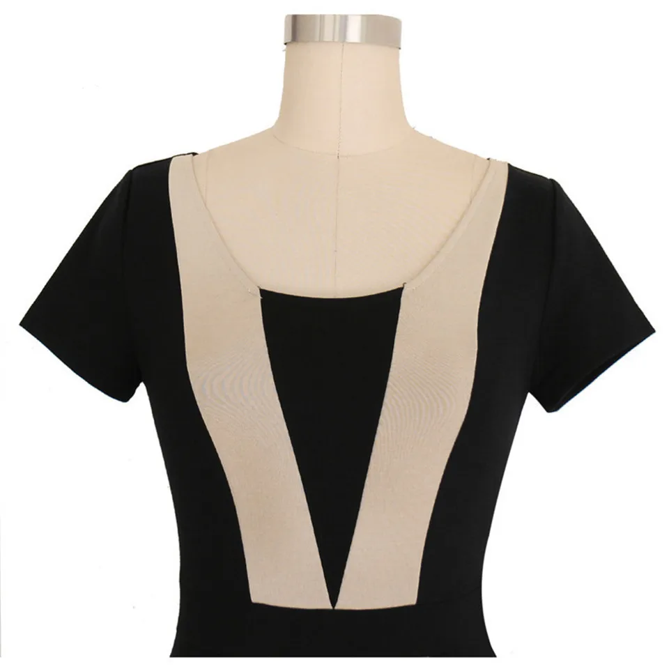 Дамы Вечерние Платья Летние de Verano лоскутное короткий рукав Работа Карандаш