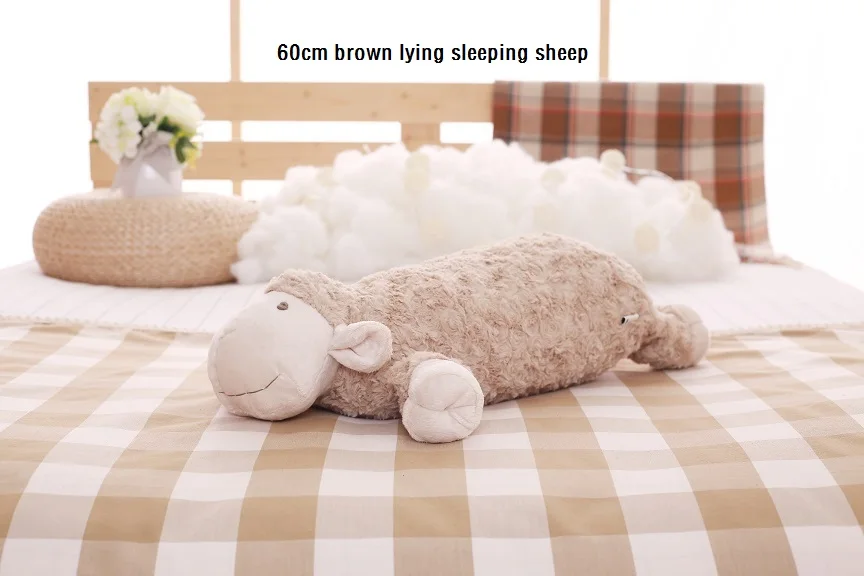 brown sleeping sheep Яна раунд овец спальный овечья плюшевая игрушка подушка высокого качества Дети любители на день рождения подарок ко Дню Святого Валентина 1 шт - Цвет: brown sleeping sheep