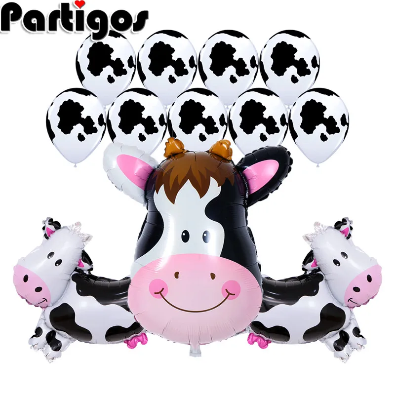 

12pcs/set Cow Tiger Zebra Lion Head Birthday Balloons Animal Theme Party Animals Decor 12inch Latex Helium Kid Toys Supplies