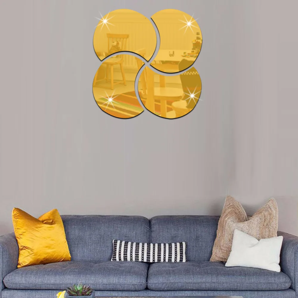 Mirror Crescent Round Decoration 3d Crystal Face Detachable Bedroom Living Room Kitchen TV Background Wall Bathroom Dormitory | Дом и сад