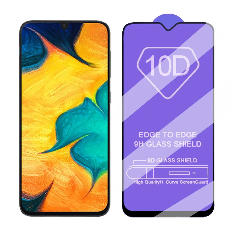 10D полный красный лак фиолетовый светильник закаленное Стекло для samsung Galaxy A10 A20 A30 A40 A50 A70 10 20 30 40 50 70 Экран защитная пленка
