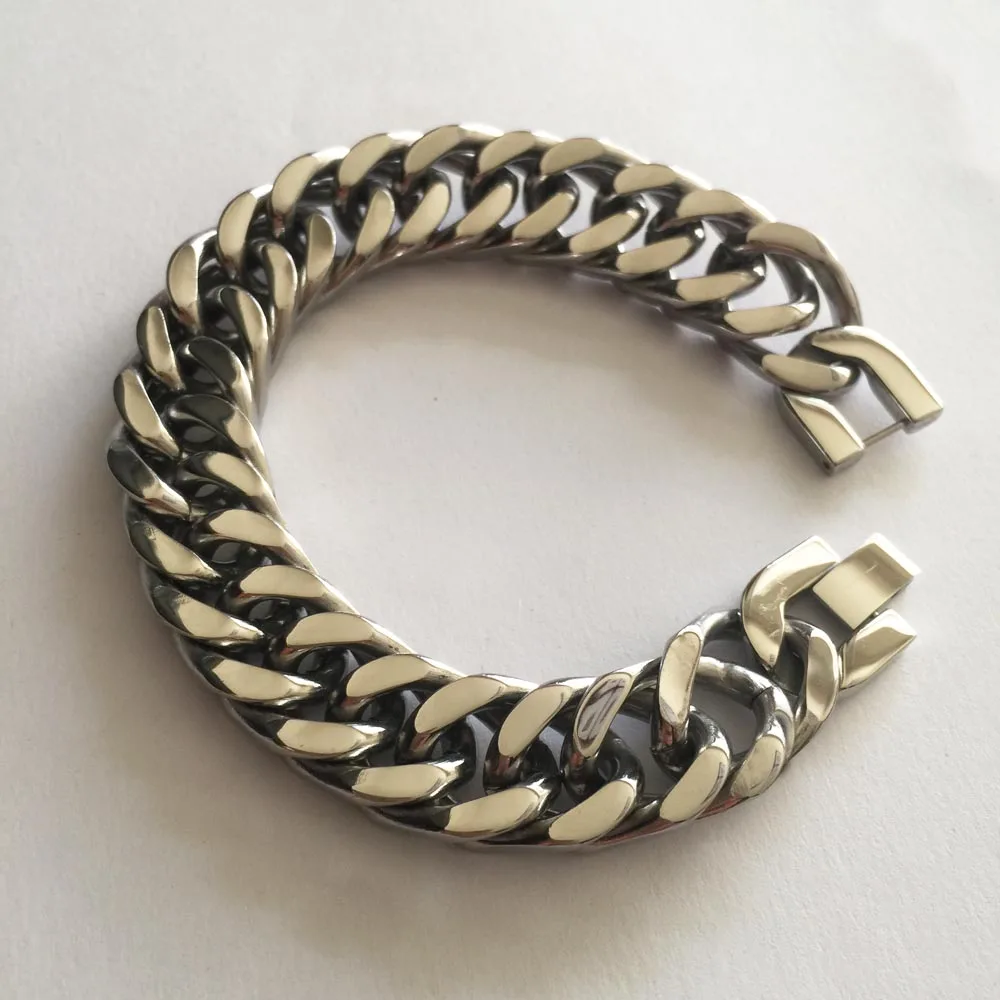 Браслет-цепочка мужской из нержавеющей стали 15 мм 23 хип-хоп байкер кубинский