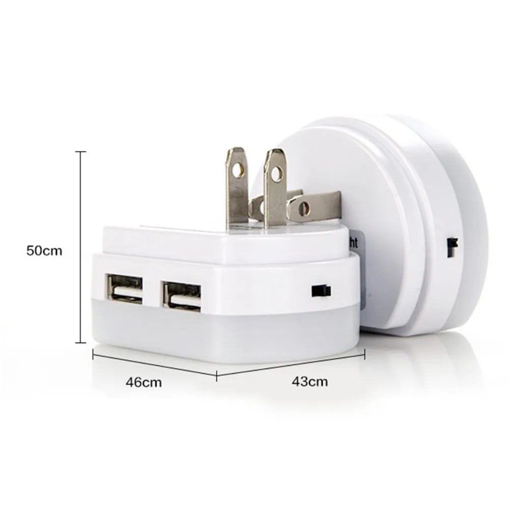 

Mini Dual USB Port LED Charging For Night Light Output 5V 1A Light Sensor Control Room Home Lighting US EU UK Plug in Wall Lamp