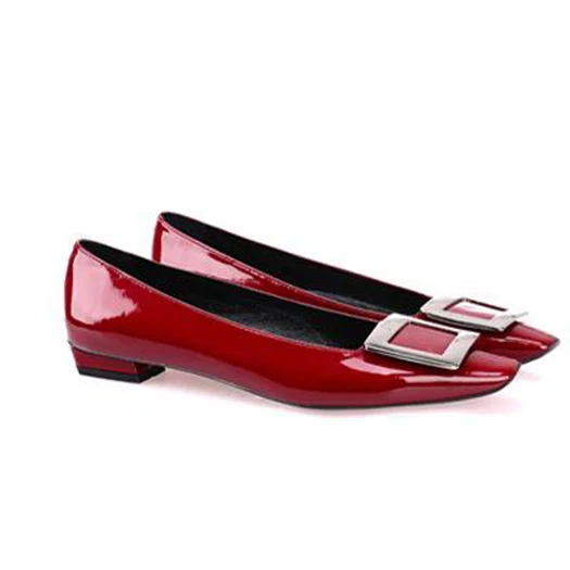 wine red patent 2cm Квадратный носок Красное вино Размер 33 уникальный марка средний насосы Каблук роскошь Дизайнерская женская обувь лакированная кожа высокие каблуки 4 34 Весна осень - Цвет: wine red patent 2cm