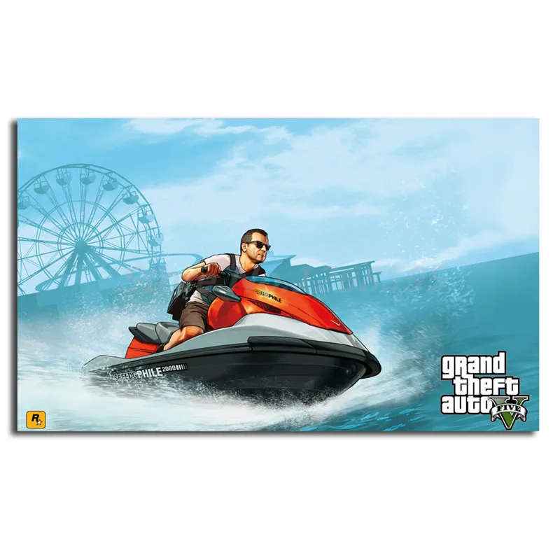 GTA 5 Майкл езда гидроцикл обои холст для живописи принт Гостиная домашний декор