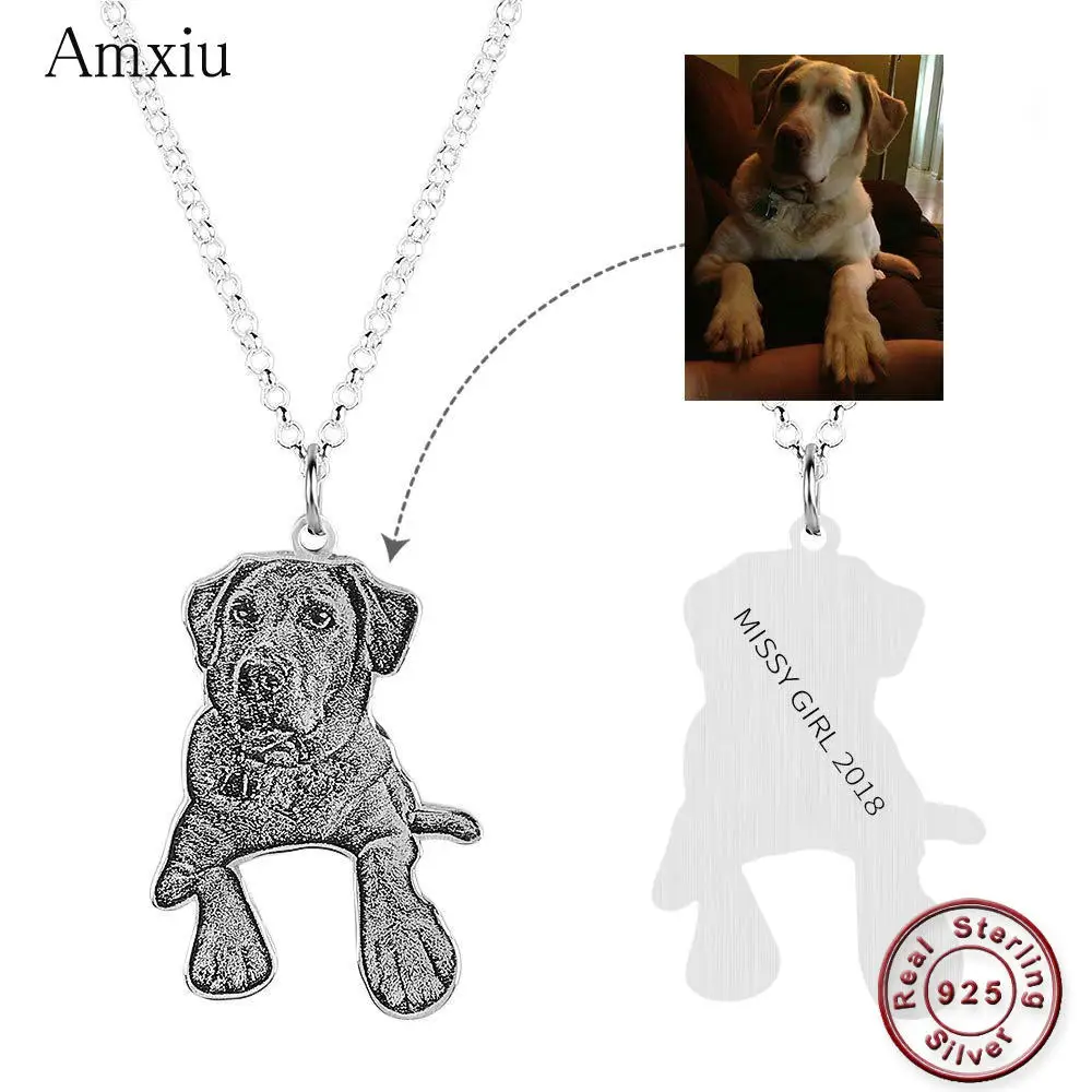 Amxiu персонализированное ювелирное изделие с изображением собаки из стерлингового серебра 925 пробы для мужчин и женщин, подарки для мальчико... от AliExpress WW