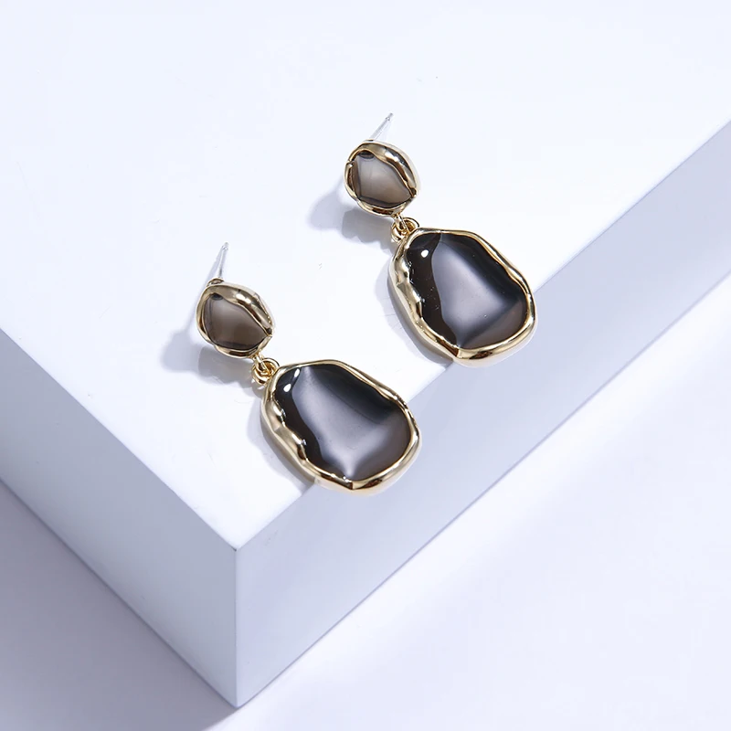 YMYW Pendientes Mujer Moda модные очаровательные эпоксидные Висячие длинные Винтажные серьги золотые металлические серьги женские медные ювелирные изделия Новинка
