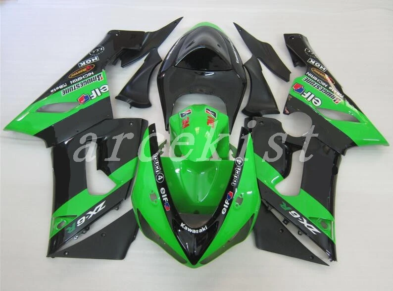 

Новый комплект обтекателей из АБС-пластика, подходит для kawasaki Ninja ZX6R 636 2005 05 06 6R ZX-6R 600CC, кузов на заказ, зеленый, черный elf