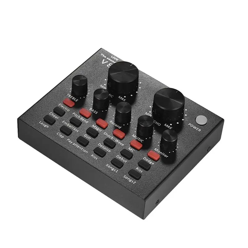 External Audio Mixing Sound Card USB Interface with Multiple Sound Effects Built-in Rechargeable Battery for Singing Recording