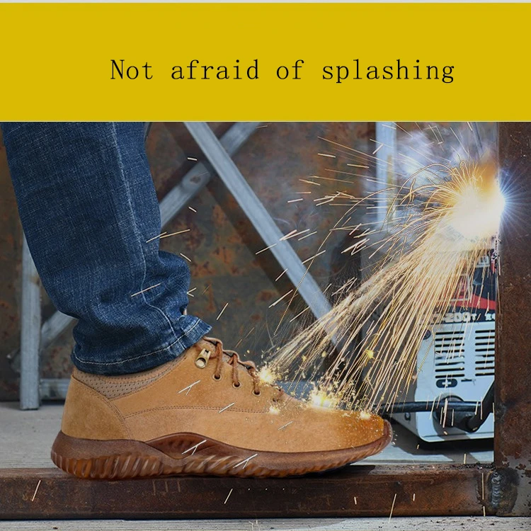 Safety Shoes Men Anti-smashing Puncture Proof Steel Toe Cap Summer Lightweight Breathable Non-slip Work Shoes Construction Boots