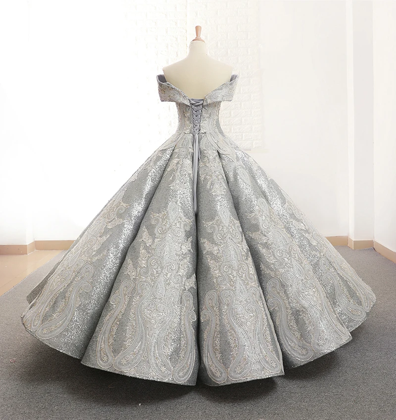 J66673 jancember shiny grey dubai evening dress sweetheart floor length off shoulder ball gown vestidos de noche elegantes 2019