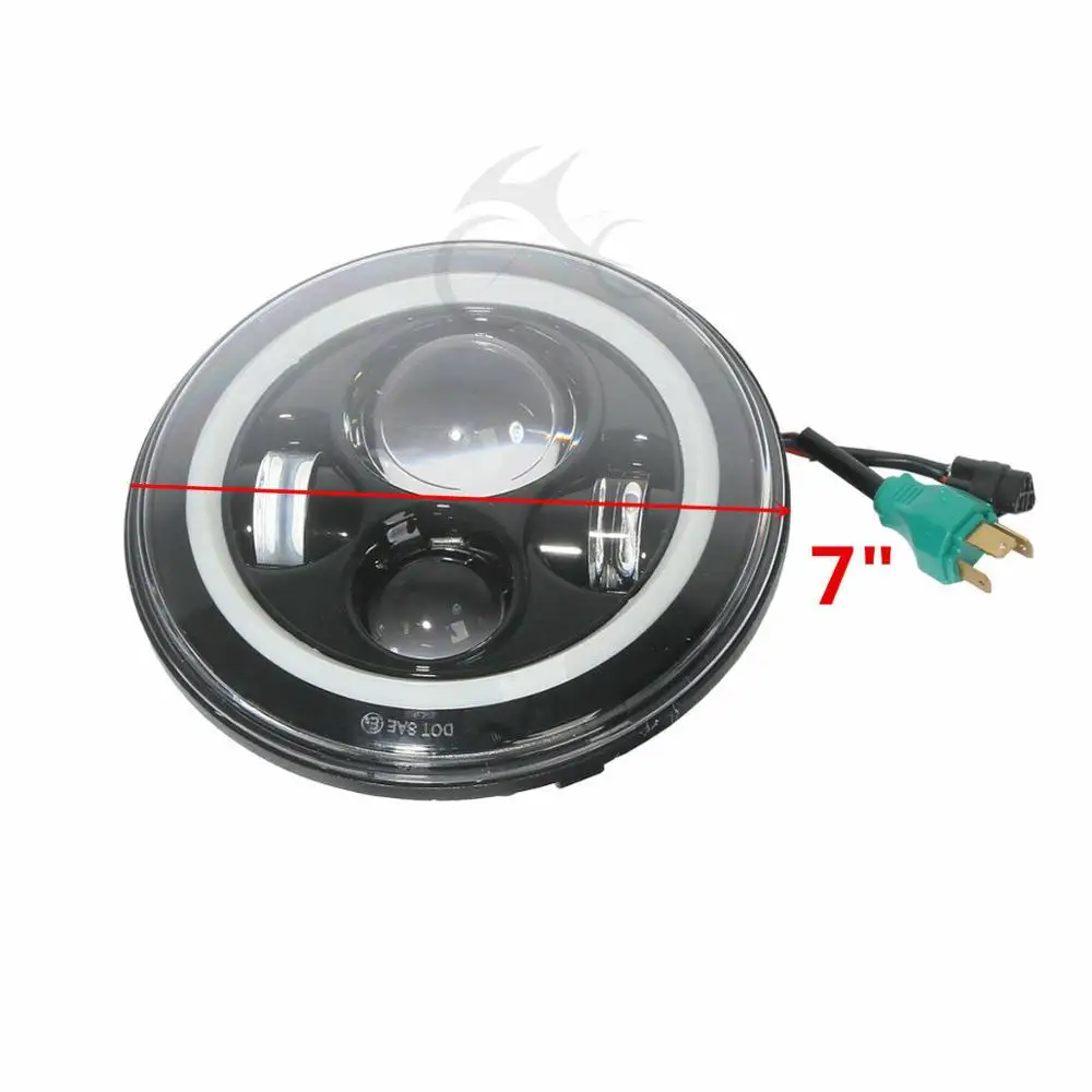7 &quotМотоцикл Белый светодиодный Halo фара для Harley Touring Softail FLD Dyna Jeep Wrangler модели| |
