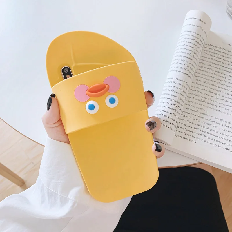 Забавные тапочки обувь чехол для телефона для iphone X XR XS Max чехол для iphone 7 8 plus 6 6s чехол милый утка Мягкий силиконовый чехол s Capa