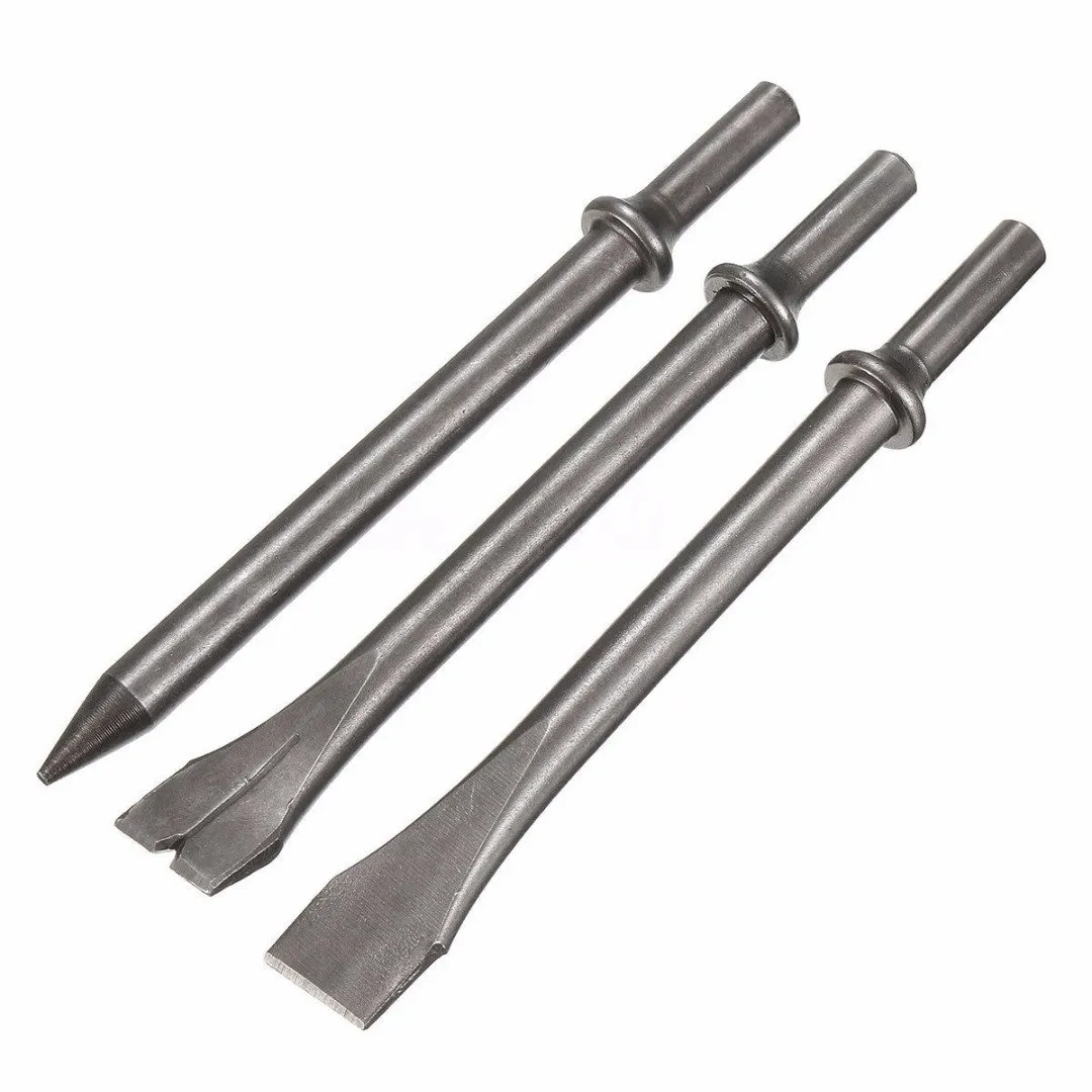 

3Pcs 7'' Air Hammer Punch Chipping Chisel Long Bit Set Panel Cutter Round Bar Tool