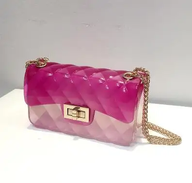 PINK WHITE Модные прозрачные Для женщин, сумка через плечо, для девушек, с равномерным наклоном сумка на плечо с цепью, брендовые маленькие дизайнерские мини сумка с коротким рукавом - Цвет: PINK WHITE