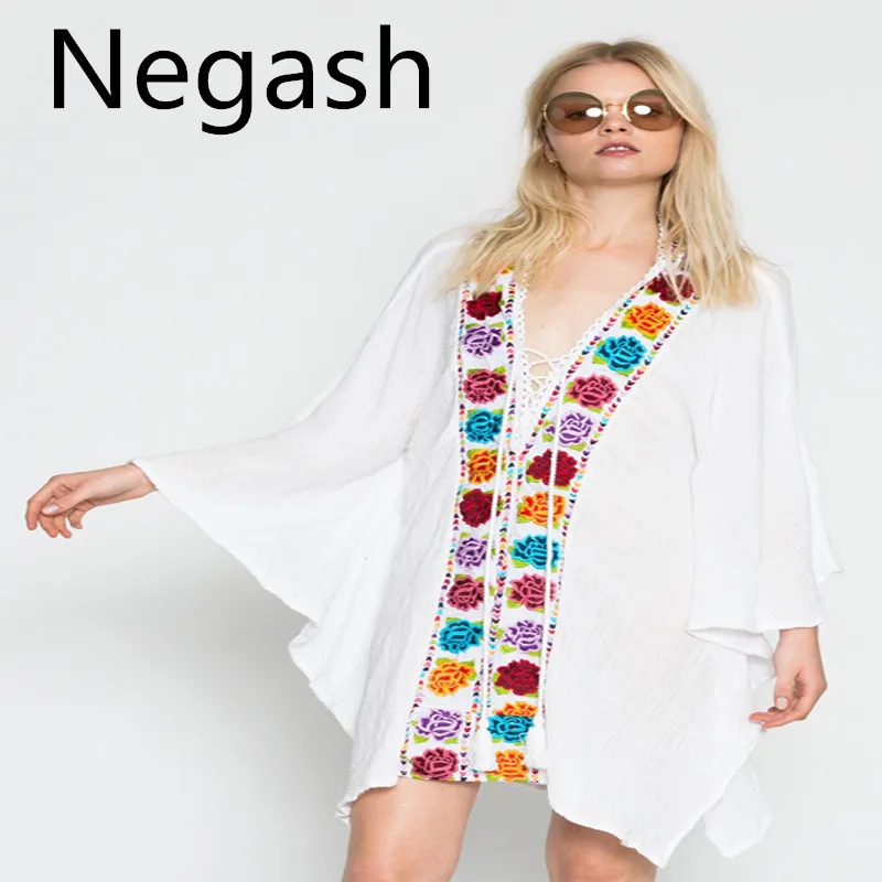 Женское свободное пляжное платье Negash весеннее с изображением индейки Пляжное