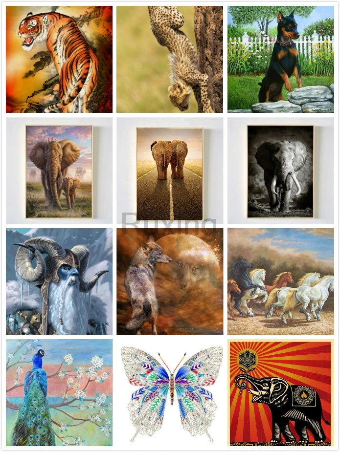 Алмазная живопись сделай сам картина с квадратными/круглыми стразами животными