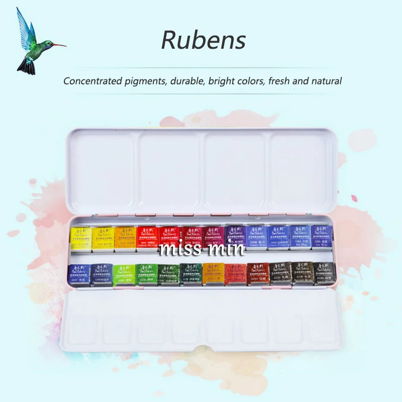 Rubens однотонный набор пигментов для акварели свежий Портативный железный ящик
