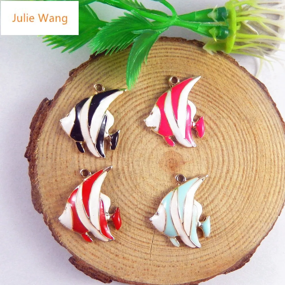 Эмалированная рыба Julie Wang 6 шт. подвески из сплава с каплями масла яркие