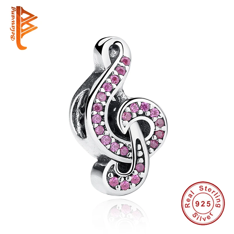 BELAWANG 925 пробы Серебряный Розовый кристалл шармы Бусины Fit Pandora браслет кулон для женщин Оригинальные Ювелирные изделия Аксессуары