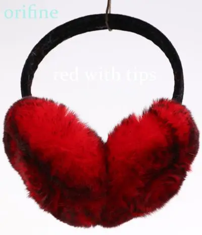 red with tips Новые женские зимние теплые наушники из натурального меха кролика Рекс, модные меховые головные уборы - Цвет: red with tips