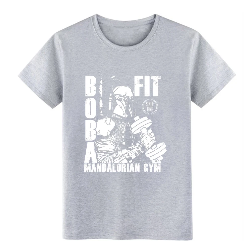 Боба Фетт мандалорианец в тренажерном зале. Boba fit Футболка создать хлопок размер Original Солнечный свет Удобная Весенняя футболка с надписью - Цвет: Gray