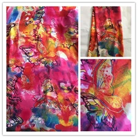 140cm new summer print 100silk chiffon fabric fashion colorful leopard design print 100 silk chiffon fabric 6momme ds16