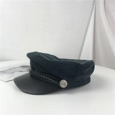 Модная кружевная хлопковая шапка Кепка, Женская Повседневная Уличная уличная Кепка на плоской подошве, элегантная однотонная весенняя и осенняя теплая Женская шапка-берет - Цвет: Темно-серый