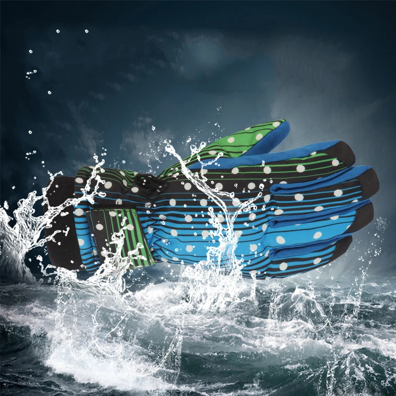 Зимние Детские перчатки для катания на лыжах с пятью пальцами теплые бархатные
