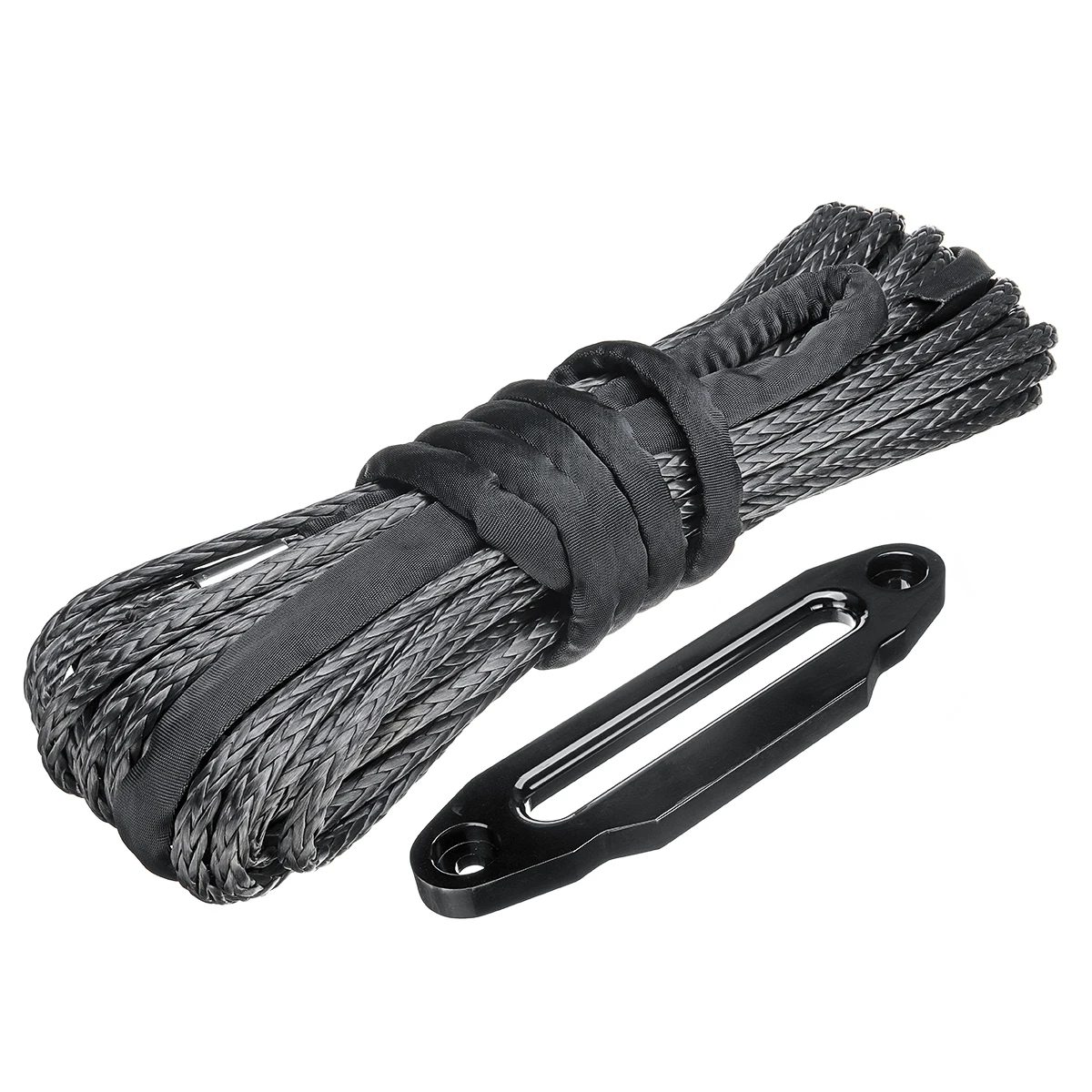 

10MM*30M 254 mm Anodised Fairlead 20900LBS Strength Black Synthetic Winch Rope Cable Line With Hook for ATV UTV Off-Road