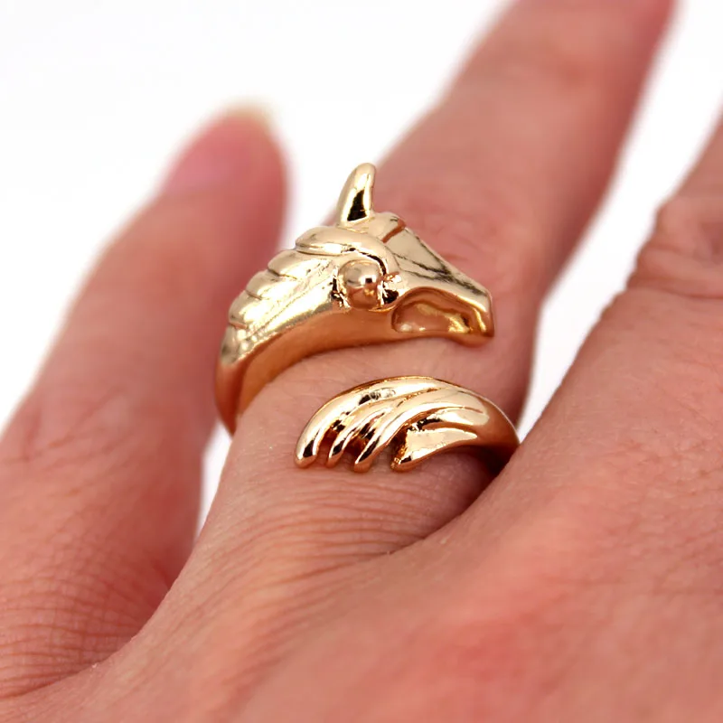 

hzew adjustable horse head tailrings gift rings cute horse ring