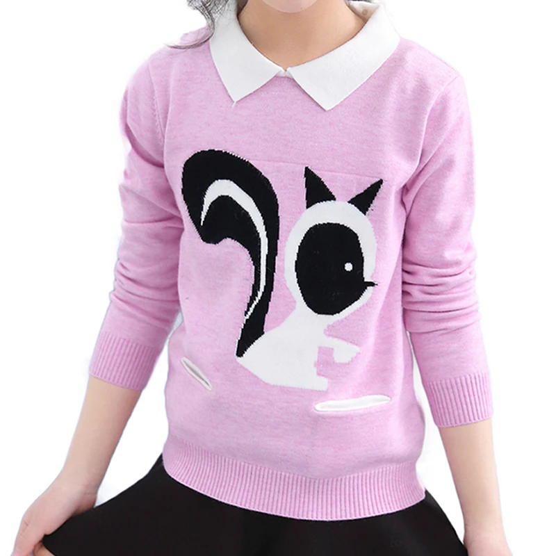 Sweater For Girls Baby Cardigan Pullovers Knitted Animal 2018 Sweaters Thick Children Clothes School Knit Cottons Long Sleeve |