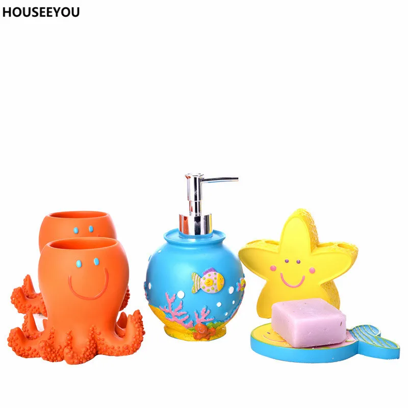 Мультяшный дозатор для мыла в морском стиле из смолы держатель зубных щеток