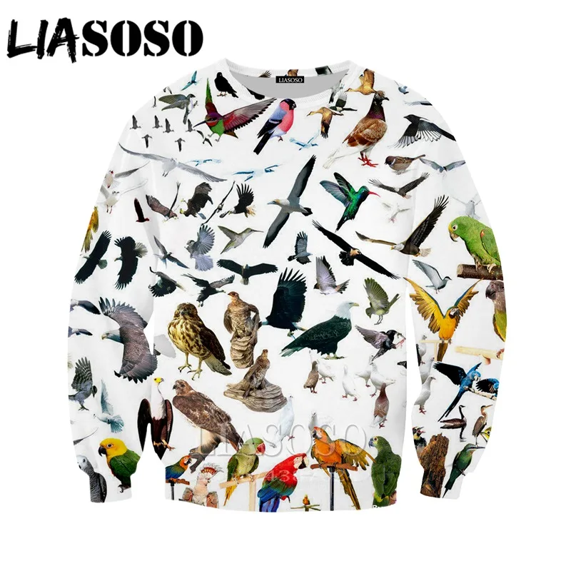 LIASOSO женская футболка для мужчин аниме толстовки с капюшоном изображением птиц