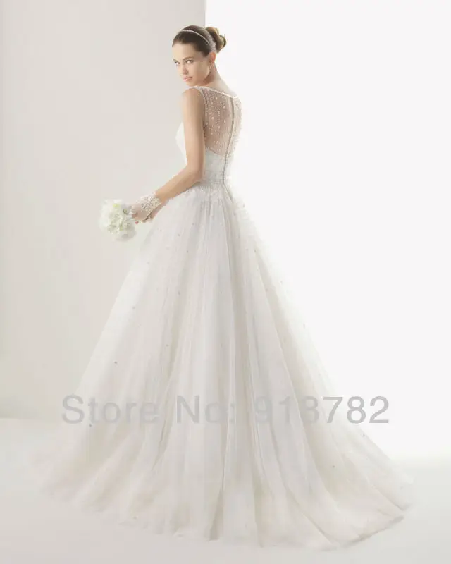 Best Selling Ball Gown High Neck Tulle Floor Length Princess Beaded White Wedding Gowns Dresses 2013 Free Shipping | Свадьбы и