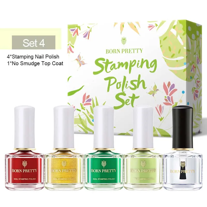 Родился довольно 5 Бутылка Stampping Польский Набор сезон: весна–лето серии Stamp плиты лак для шаблон печати масла комплект - Цвет: Set 4