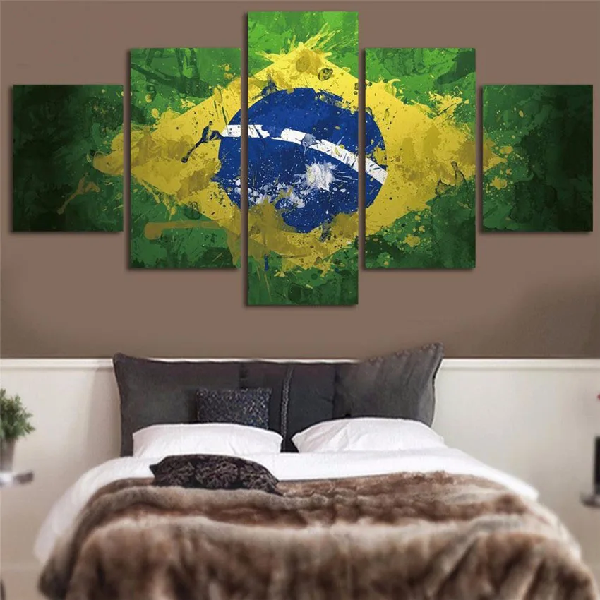 2017 Горячая Распродажа Бразилия национальный флаг холст живопись HD настенный