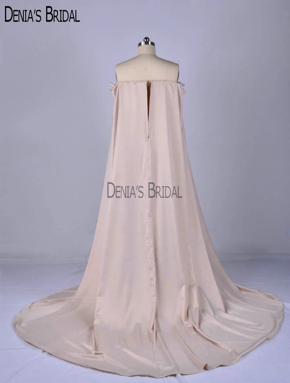 2019 Sheath Champagne Lace Evening Dresses with Beaded Satin Cape Formal Gowns | Свадьбы и торжества
