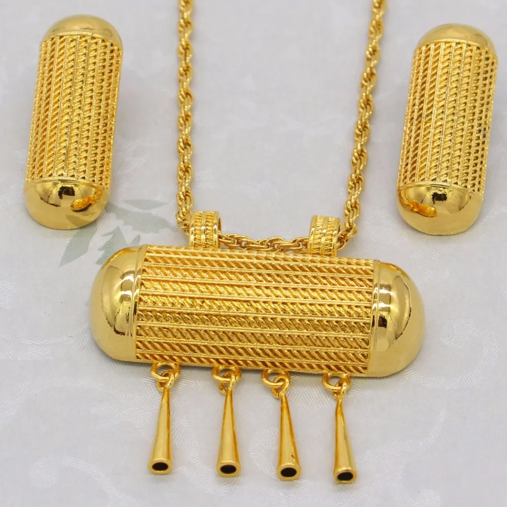 Новый комплект ювелирных изделий для невесты из Эфиопии золотого цвета