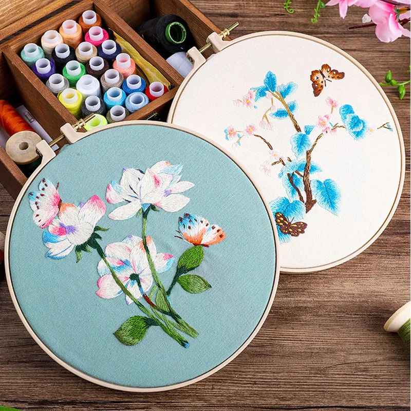 Chinese DIY Embroidery Kit with Hoop Flowers Patterns Cross Stitch Kits Handmade Crafts Sewing Supplies Needlework Set | Дом и сад