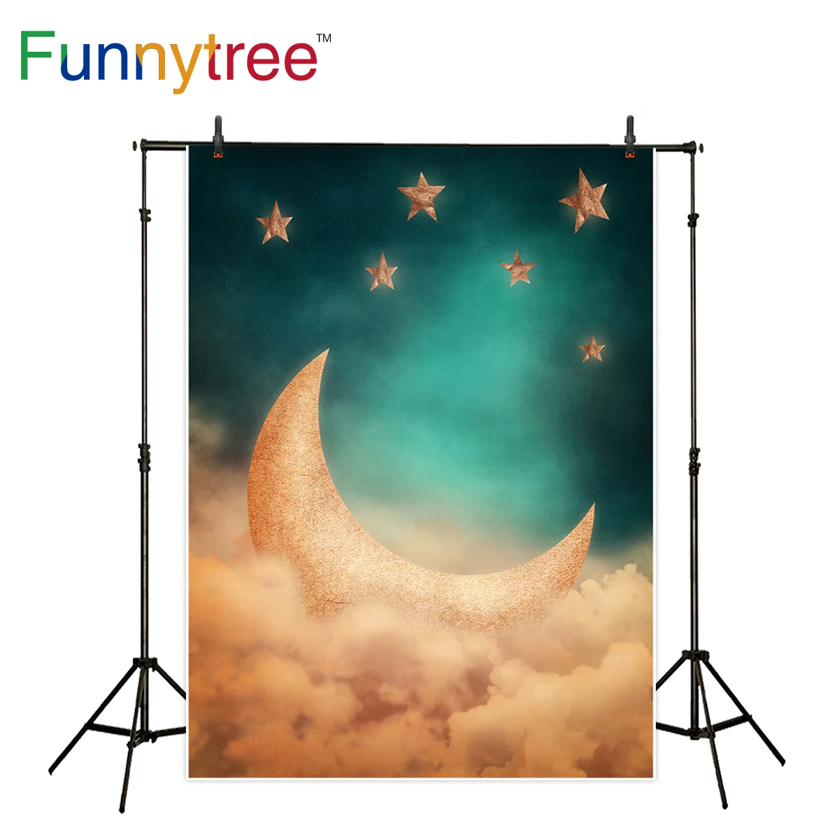 

Funnytree backdrop for photo studio fairy tale sky moon stars cloud baby shower wedding background photocall photobooth prop