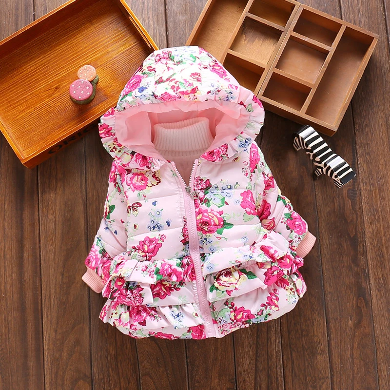 Детская теплая куртка Bibicola хлопковая с капюшоном для девочек на зиму|coat kids girls|warm