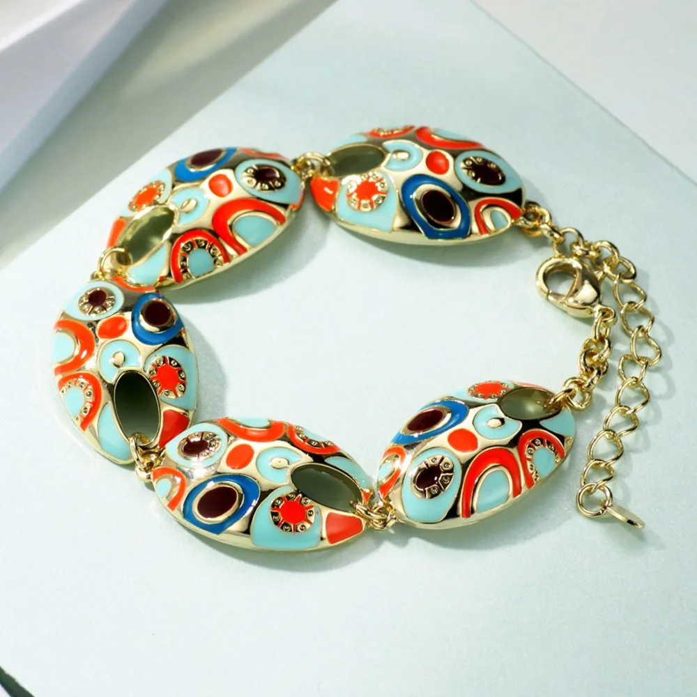 Neoglory этнические красочные эмалевые богемные очаровательные браслеты-манжеты и